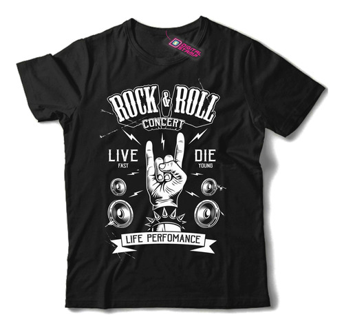 Remera Rock And Rock Live Fast Die Young Mb28 Dtg Premium