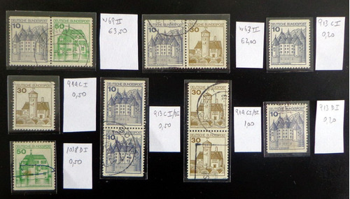 Alemania, Lote Sellos Castillos De Carnet Usados L7384