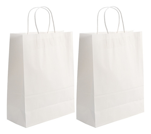 Bolsas De Papel Kraft Blancas Con Asas, 25 Unidades, Para Re