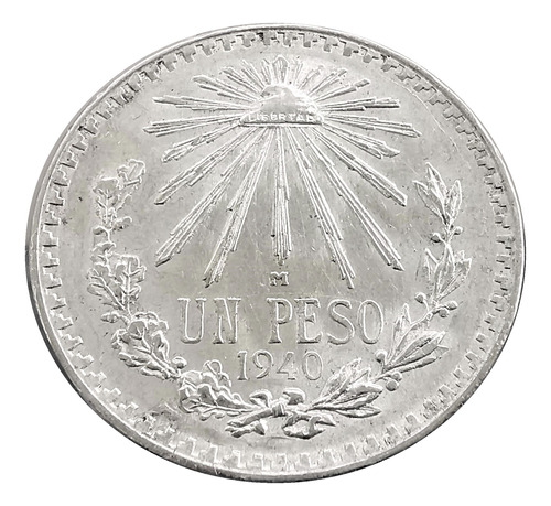 Moneda Peso Resplandor 1940 Plata Ley 0.720