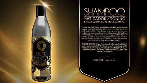 12 Piezas Ouro Shampoo Matizador 250ml