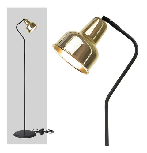Luminária Coluna Abajur Piso Chão Spot City dourado Trybo 3110-12