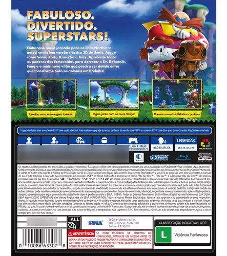 Jogo Midia Fisica Sega Sonic Superstars Playstation 4