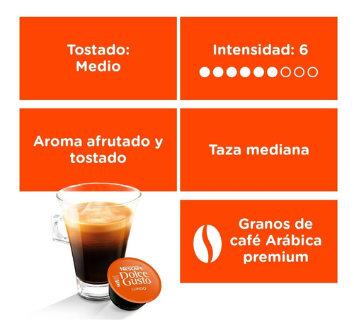 Imagen 2 de 7 de Cápsulas Nescafé Dolce Gusto Lungo Oficial