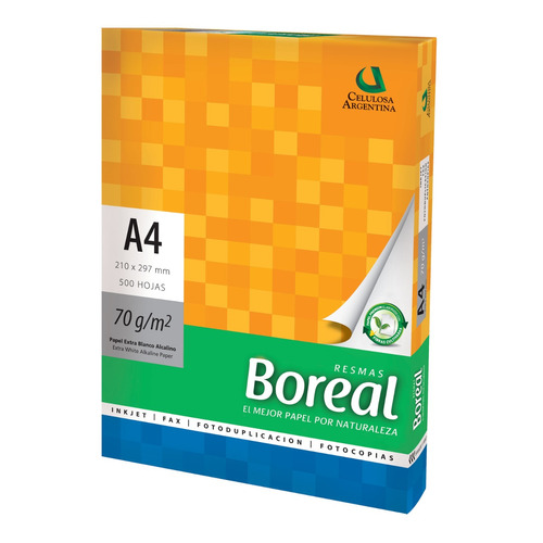 Resma Boreal A4 70 Gr 21 X 29,7 Papel Extra Blanco Alcalino