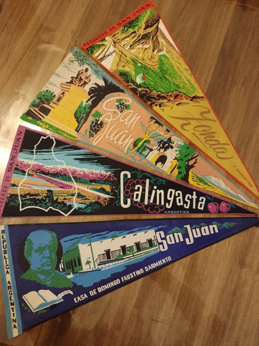 Banderines Antiguos De Tela Pintados - San Juan (Usado)