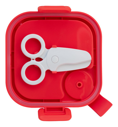 Contenedor Lunch Box Hermético Tapa Divisiones 5 Pzas 750 Ml Color Azul/rojo