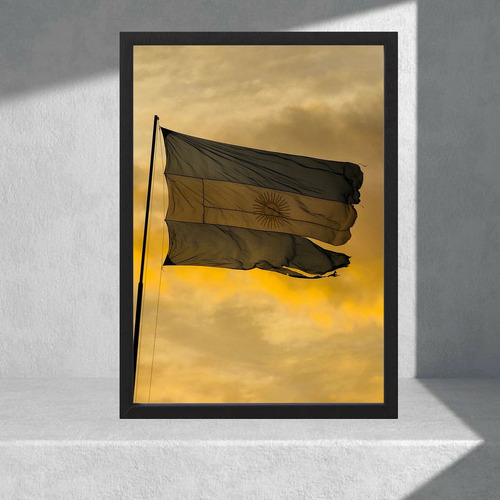 Cuadro Decorativo Islas Malvinas Argentinas 01 - A3 30x40 Cm Naranja Negro