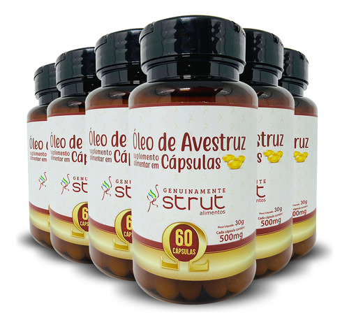 6x Oleo D Avestruz Strut Original Omega3 6 7 9 Hf Suplements