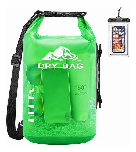 Bolso Impermeable Resistente Al Agua 5l Verde Transparente