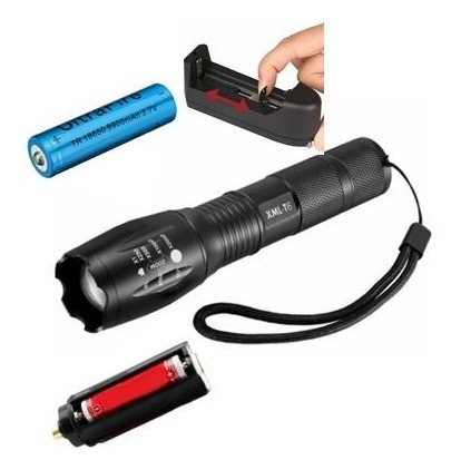 Linterna Led T6, Base Bicicleta, Pila Y Cargador