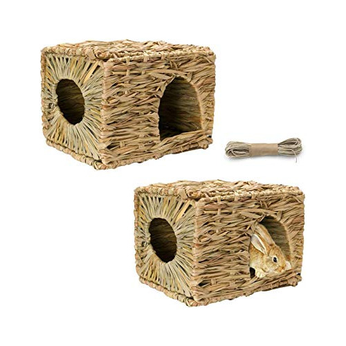 2 Pack Casa De Hierba Conejos, Cama De Heno Plegable ...