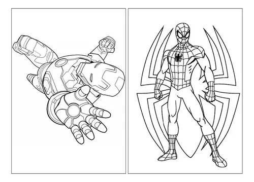 Kit 100 Desenhos Para Pintar E Colorir Homem Aranha Spiderman - Folha A4 !  2 Por Folha! - #0260