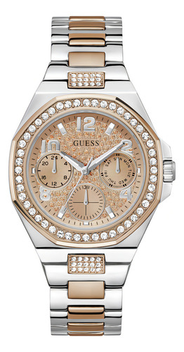 Reloj Pulsera Guess Gw0777l3 Con Correa De Acero Inoxidable Color Bitono - Fondo Oro Rosa