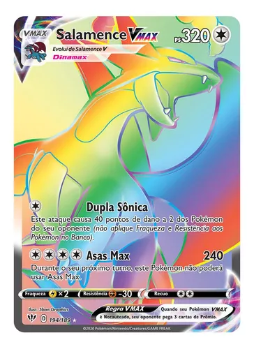 Carta Pokémon Salamence Vmax Rainbow Escuridão Incandescente