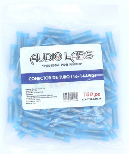 Pacote de 100 conectores de tubo Cal Joiner 14-16awg ADL-TTUB-AZ1614