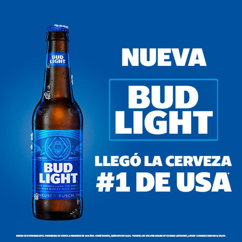 Imagen 3 de 3 de Cerveza Budlight Botellin 24 Unidades 355 Cc