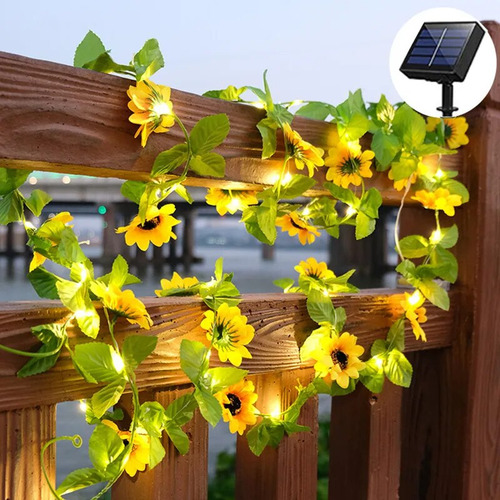 Cadena Solar Artificial De 5 M Y 50 Led Con Forma De Girasol
