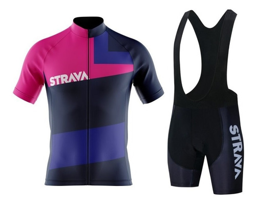 Uniforme Ciclismo Ruta Strava Lilas Corto Badana En Gel 