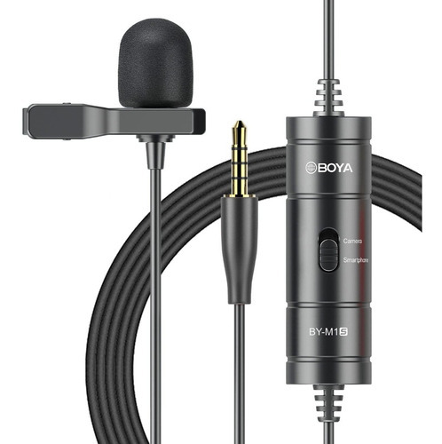 Microfono Corbatero Para Celulares Camaras Pc Boya By-m1s Color Negro