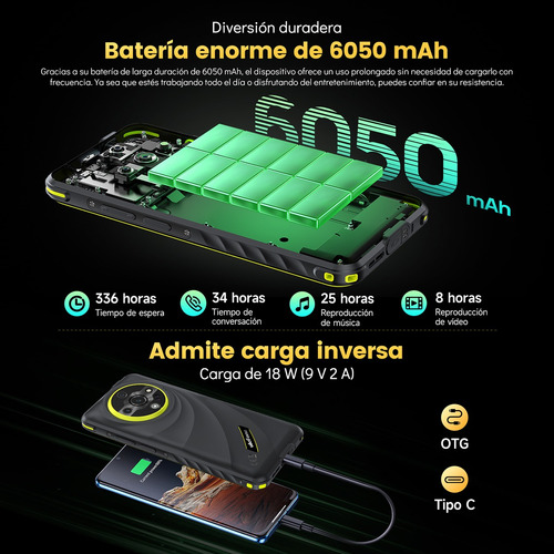 Ulefone Armor X31 Pro 5g Dual Sim Teléfono Resistente Android 14 Smartphone 6.56 16gb Ram 256gb Rom Cámara Nocturna 6050mah Nfc Negro
