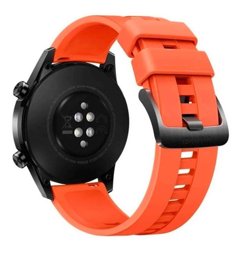 Imagen 3 de 4 de Huawei Watch GT 2 Sport 1.39" caja 46mm de metal y plástico black stainless steel, malla sunset orange de fluoroelastómero LTN-B19