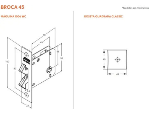 Fechadura Porta De Correr Wc 1006s Inox Escovado Rq Stam Inox Escovado