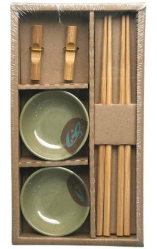 Kit De Hashi De Melamina E Bambu 6 Peças