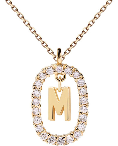 Collares Mujer Inicial Letras Oval Baño Oro 18k Zirconias