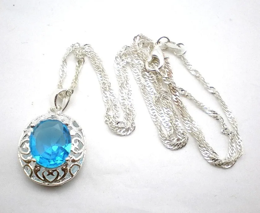 Cadena Y Dije De Plata 925 Y Cristal