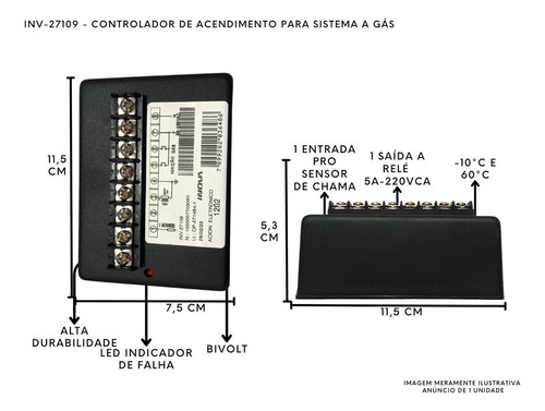Controlador Sensor De Chama Para Sistema A Gás Inv-27109