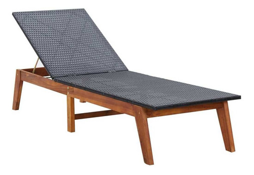 Camastro Con Mesa Polirratán Y Madera Maciza De Acacia