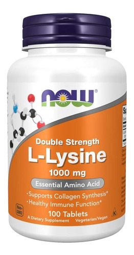 Lisina 1000 Mg Now Foods L Lysine Importada 100 Tabletes