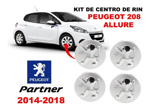 Kit De 4 Centros De Rin Peugeot 208 Allure 2014-2018 60 Mm