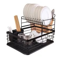 Comprar Escurridor Escurre Platos Doble Garageimpo Extraíble De Metal Cocina Negro