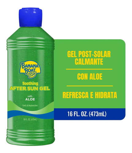 Gel Post Solar Banana Boat Con Aloe Vera 473ml - Humectante Refrescante Para Piel Irritada Por El Sol - Alivio De Ardor Y Resequedad - Hidratación Profunda post Playa Piscina o exposición al Sol