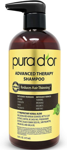 Pura D'or Shampoo Anti Caída Aceite Argán Gold Label Made In Usa Best Seller