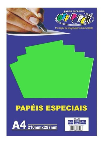 Papel Plus A4 120g Verde Lumi Off Paper 20 Folhas