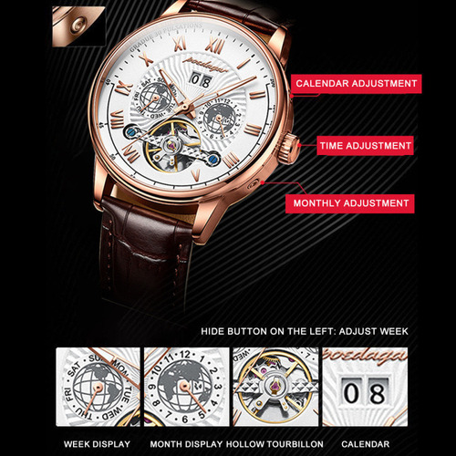 Relojes Mecánicos Poedagar Calendar Tourbillon