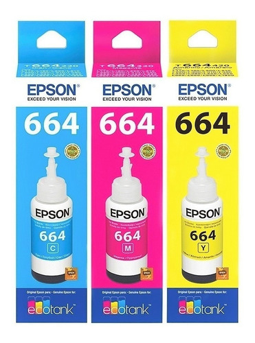 Combo Tinta Epson Colores Original 664 L210 L220 L355 L365