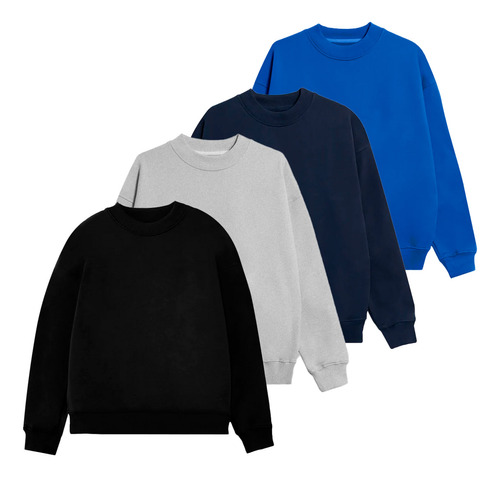 Set X4 Buzo Uzspace Sweater Basico Unisex Algodón - El Rey