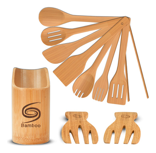 Grand Sierra Designs Utensilios De Cocina De Bambu  Juego D