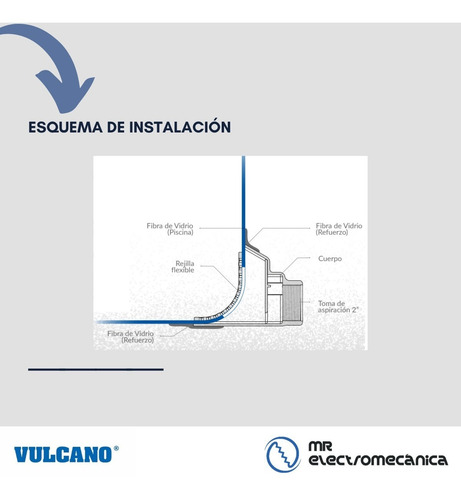 Toma De Fondo Vulcano Esquinero Piscina Fibra Vidrio 125003