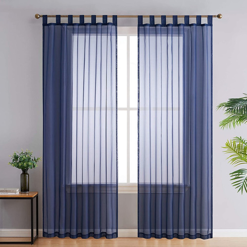 Navy Blue Tab Top 54 Inch X 72 Inch Long Window Curtain...