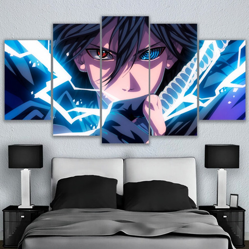 5 Cuadros Canvas Sasuke Sharingan Rinnegan Eyes Lightning