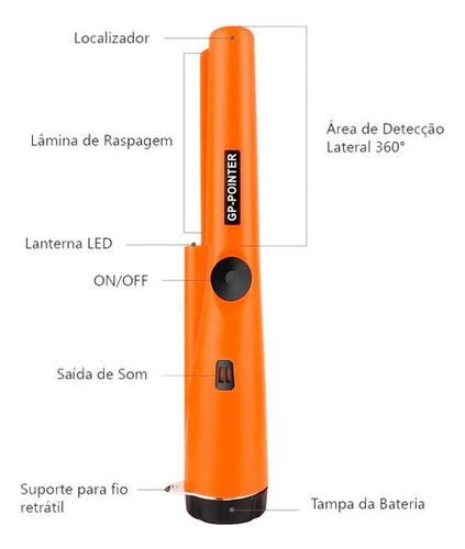 Detector De Metais Ouro Prata Gp Pointer A Prova D'agua Cor