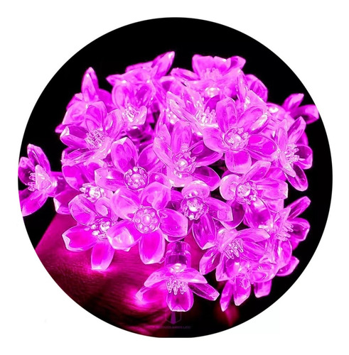 Imagen 1 de 10 de Guirnalda Luces Led Flor De Cerezo 4.5 Metros Rosa 220v