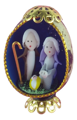 Pesebre Miniatura Dentro De Huevo Artesanía Porcelanicron 