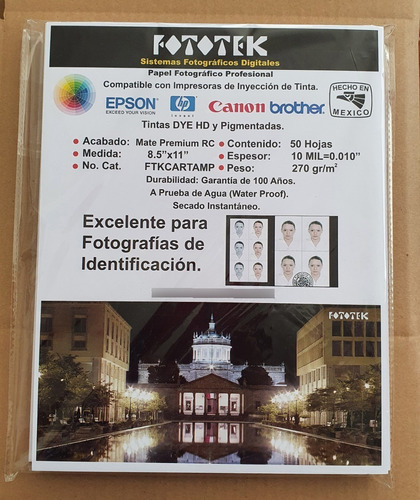 Papel Fotográfico Carta Mate Premium Rc 50 Fotos