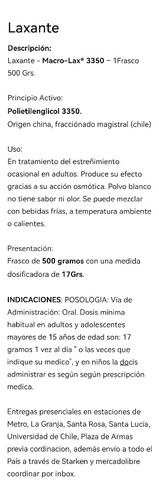 Laxante - Polietilenglicol 3350 - Macro - Lax® 1 Fr 500 Grs.